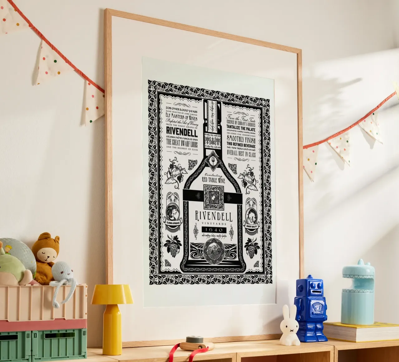 Lord of the Rings Rivendell Vineyards poster con telaio in legno da Barrett Biggers