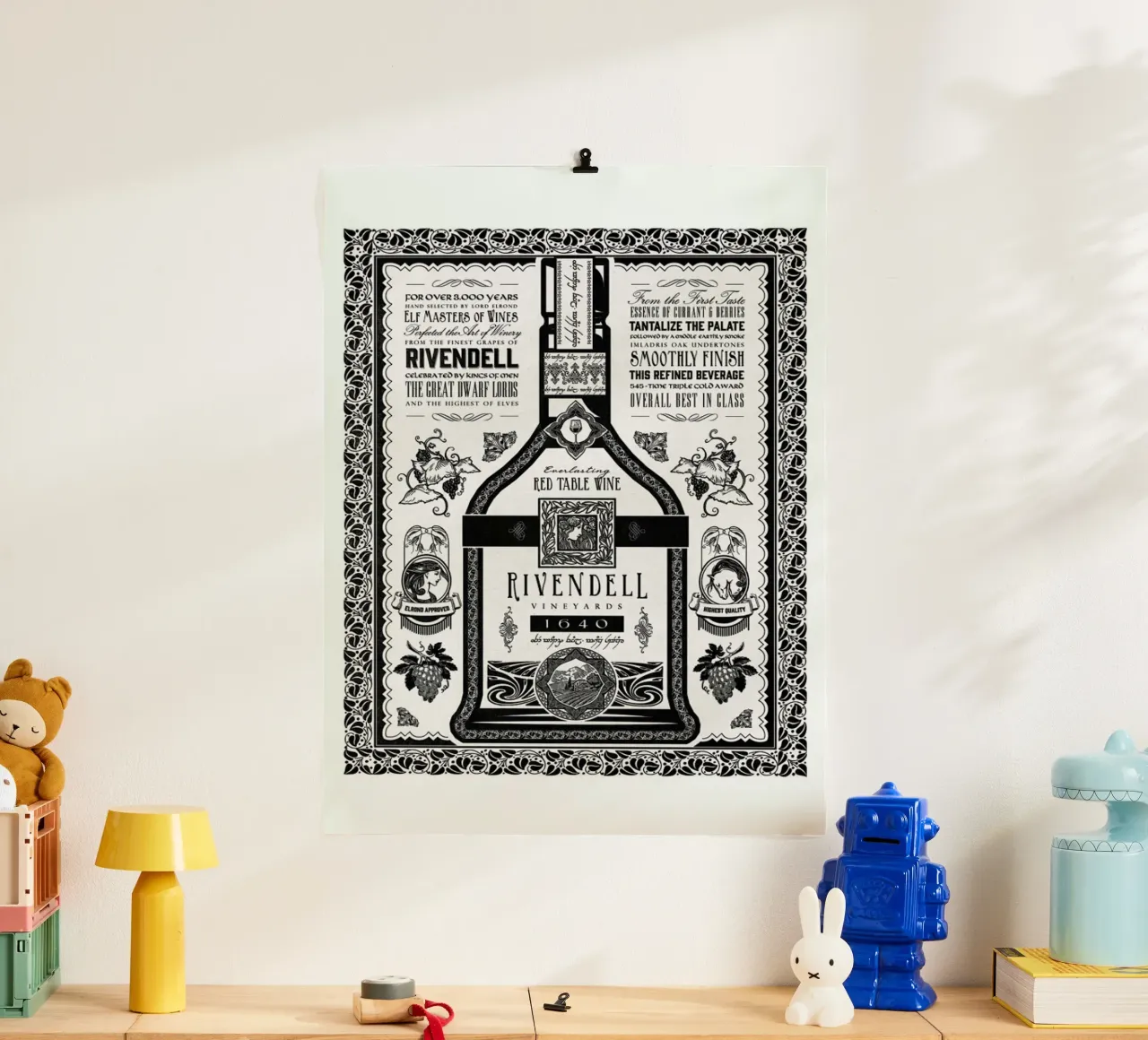 Lord of the Rings Rivendell Vineyards poster con telaio in legno da Barrett Biggers