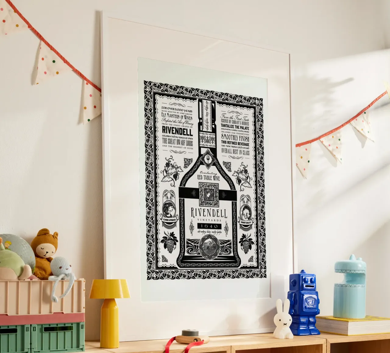 Lord of the Rings Rivendell Vineyards poster con telaio in legno da Barrett Biggers