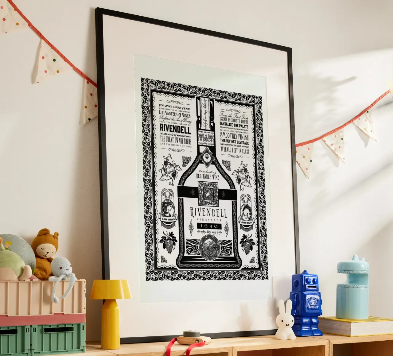 Lord of the Rings Rivendell Vineyards poster con telaio in legno da Barrett Biggers