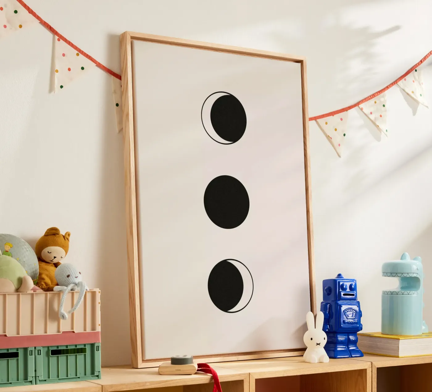 Vertical Moons canvas by daylight design studio