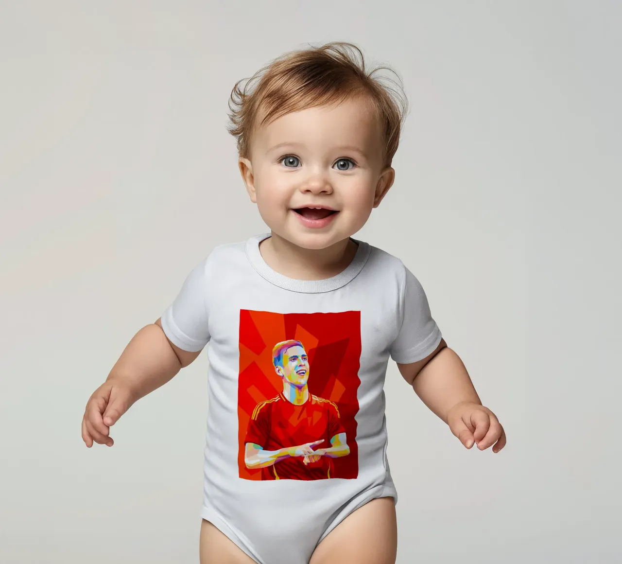 Dani Olmo Spain babyrompertje korte mouwen van WPAP MALANG