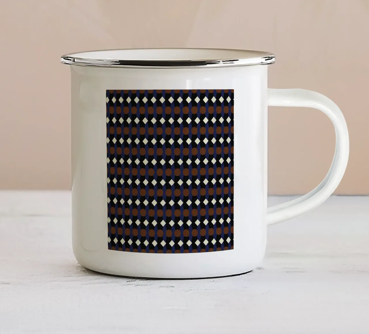 Motivo ovale e a rombi senza soluzione di continuità tazza in smalto da Little Dean