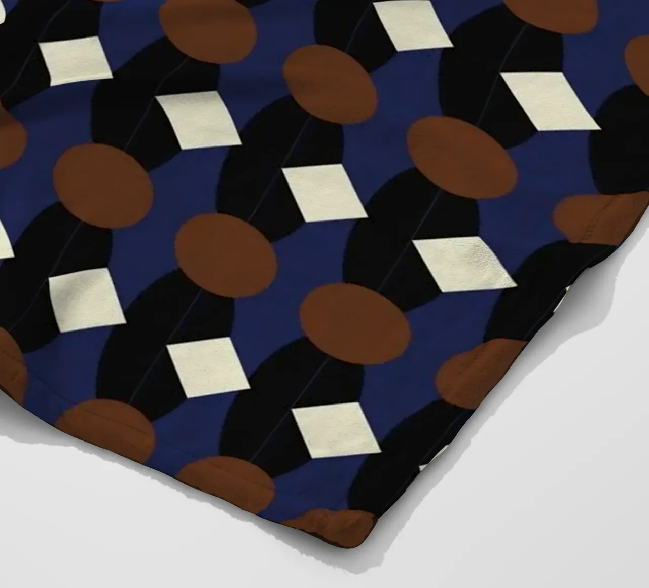 Oval and diamond seamless pattern fleece blanket by Little Dean