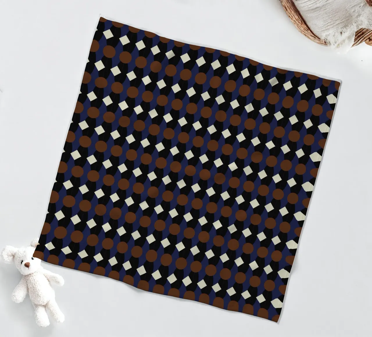 Oval and diamond seamless pattern fleece blanket by Little Dean