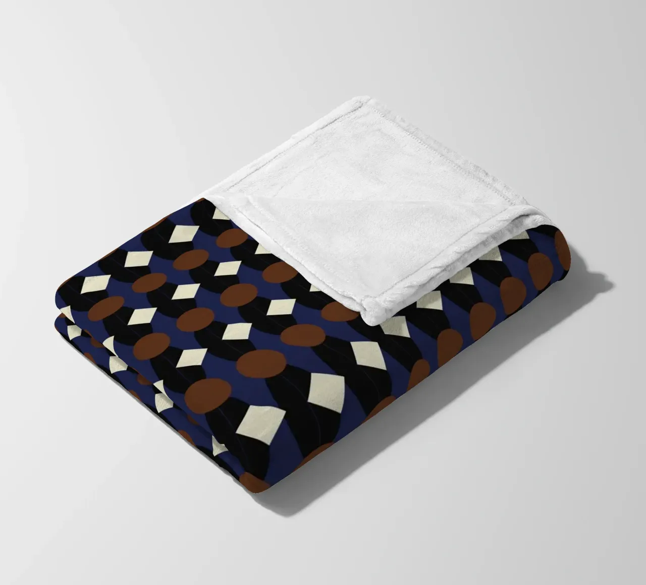 Oval and diamond seamless pattern fleece blanket by Little Dean