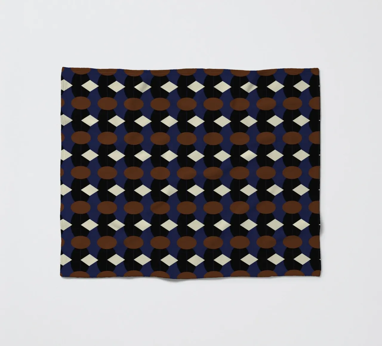 Oval and diamond seamless pattern fleece blanket by Little Dean