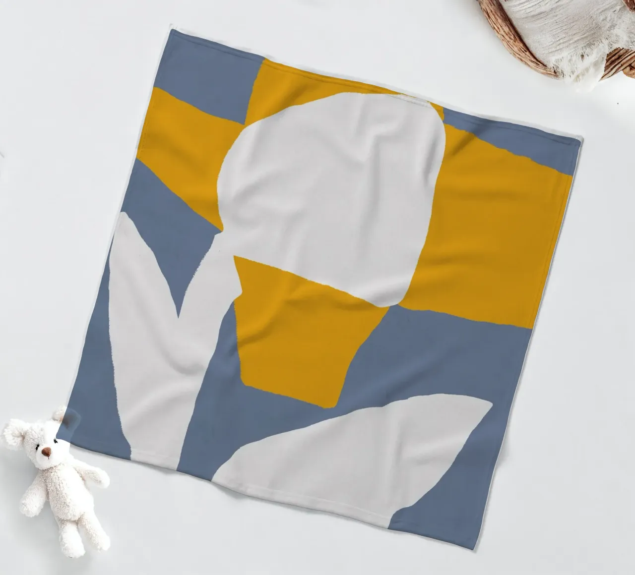 Yellow quirky flower fleece blanket by Little Dean