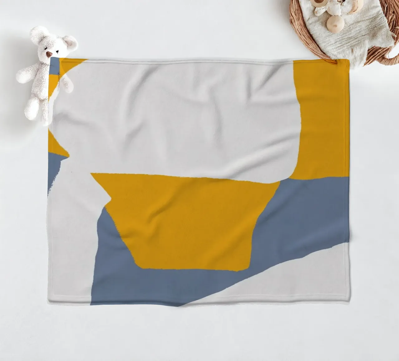 Yellow quirky flower fleece blanket by Little Dean