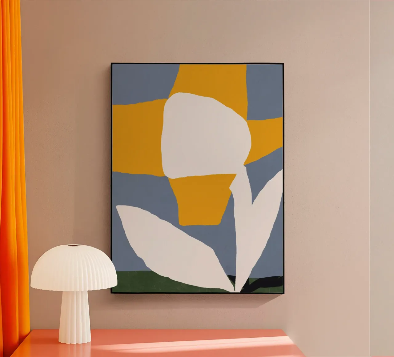 Yellow quirky flower acrylic glass by Little Dean