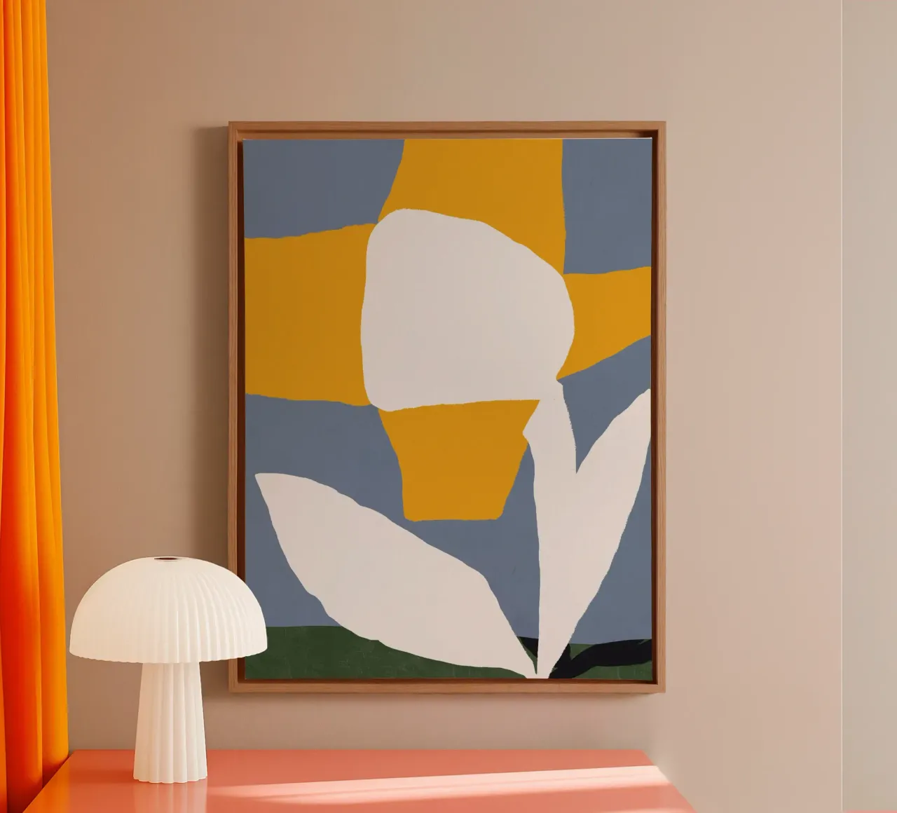 Yellow quirky flower canvas by Little Dean