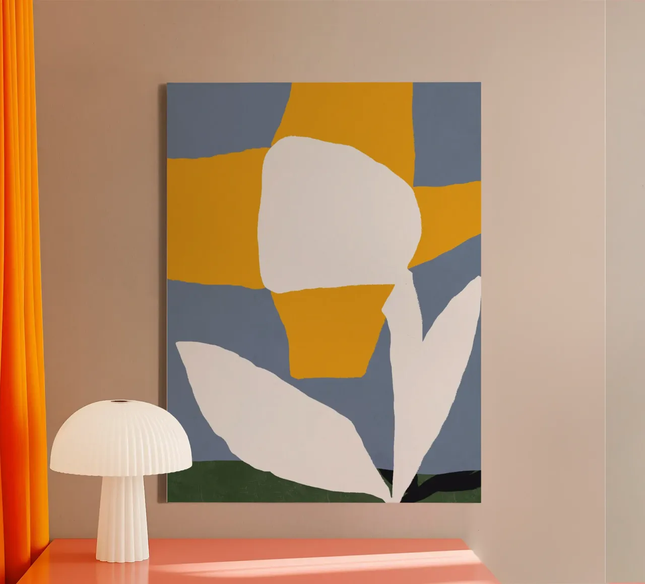 Yellow quirky flower canvas by Little Dean