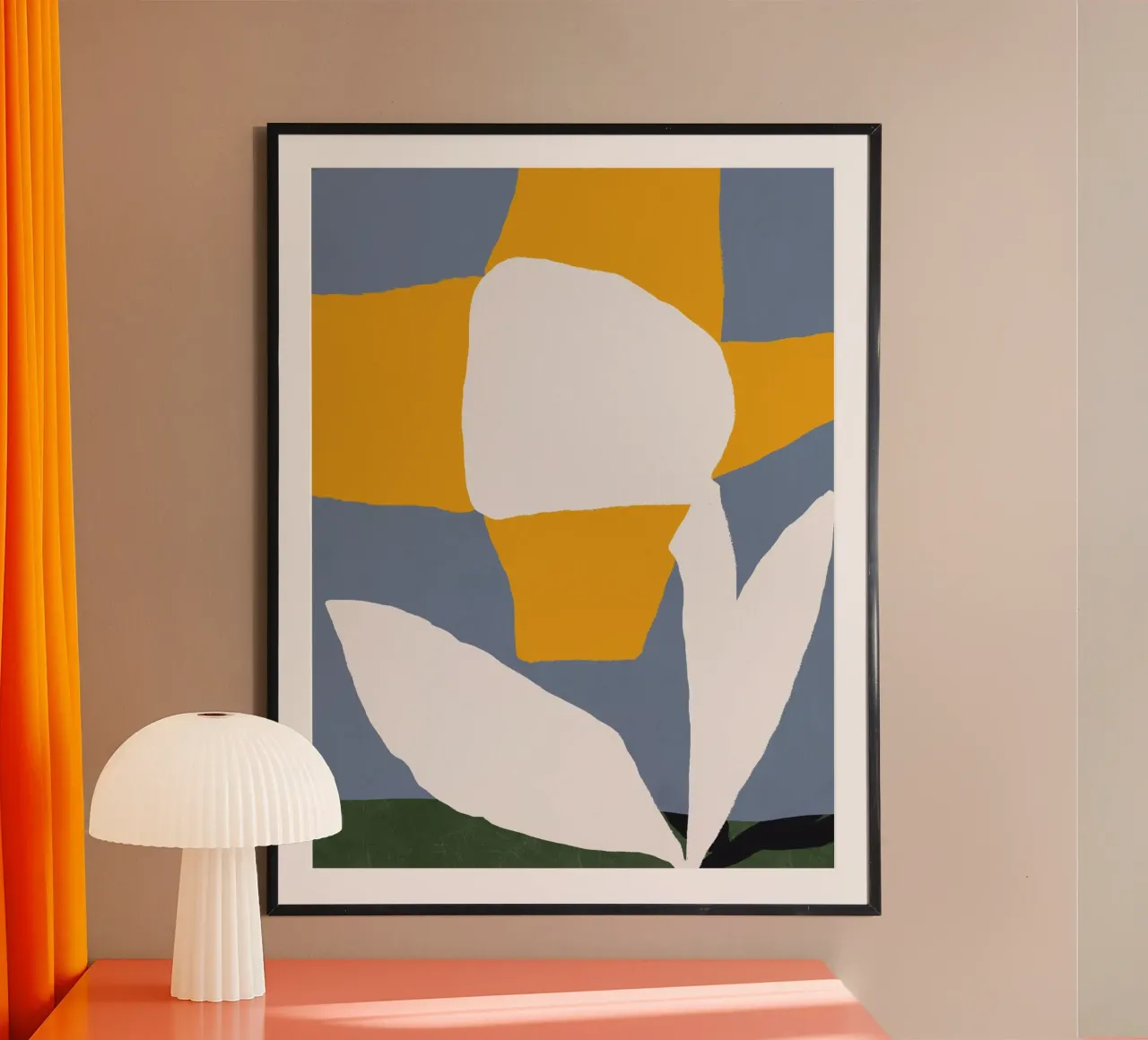 Yellow quirky flower poster by Little Dean
