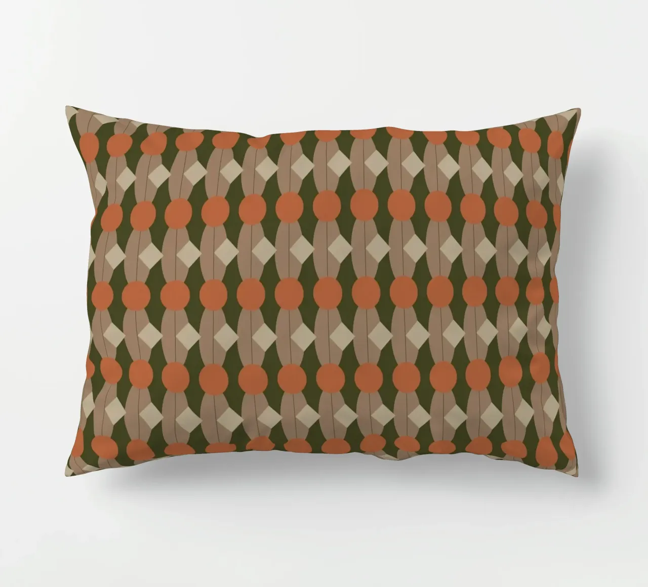 Oval and diamond seamless pattern 02 decorative cushion by Little Dean