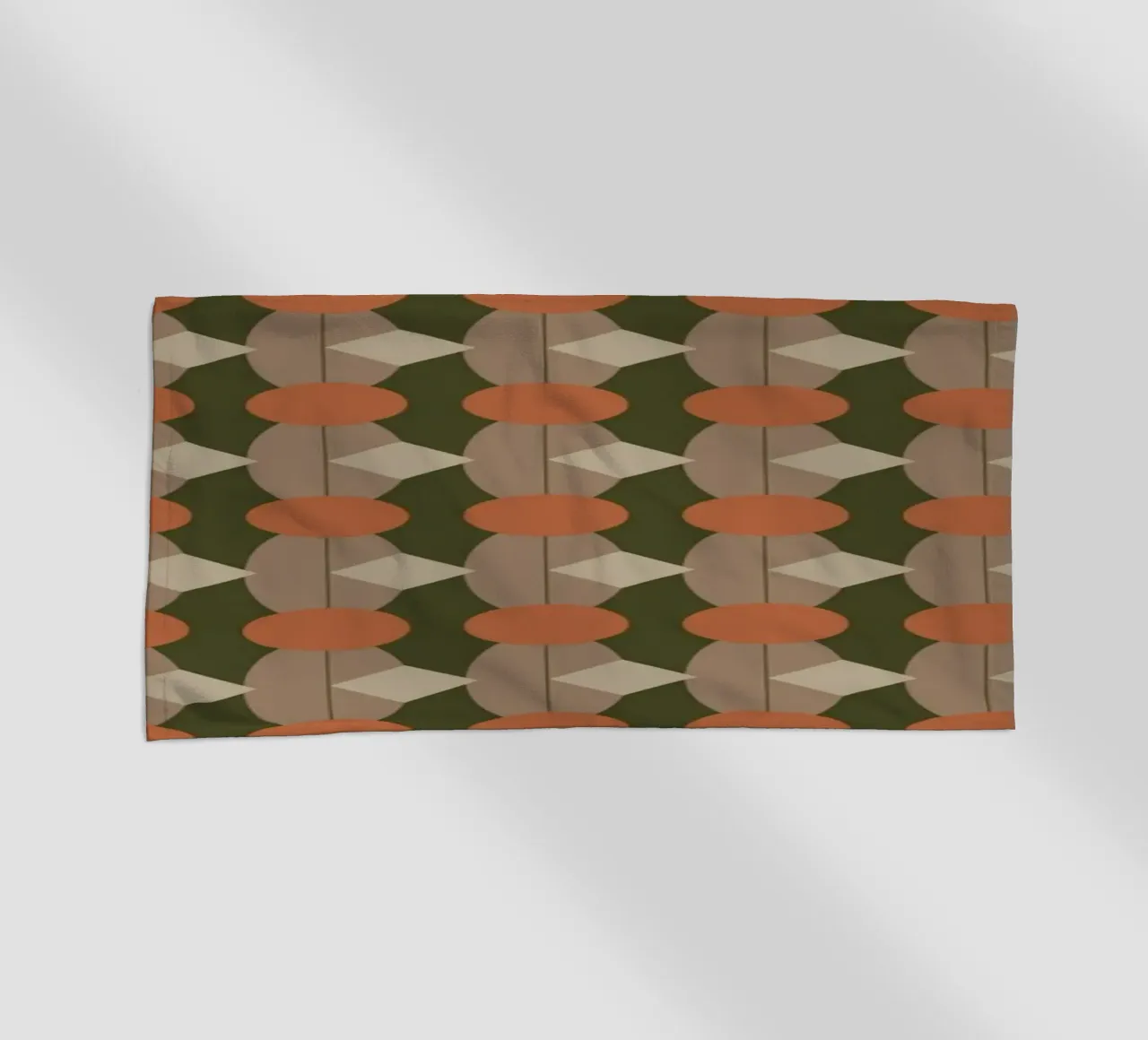 Oval and diamond seamless pattern 02 beach towel by Little Dean