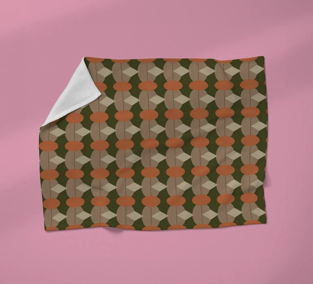 Oval and diamond seamless pattern 02 fleece blanket by Little Dean
