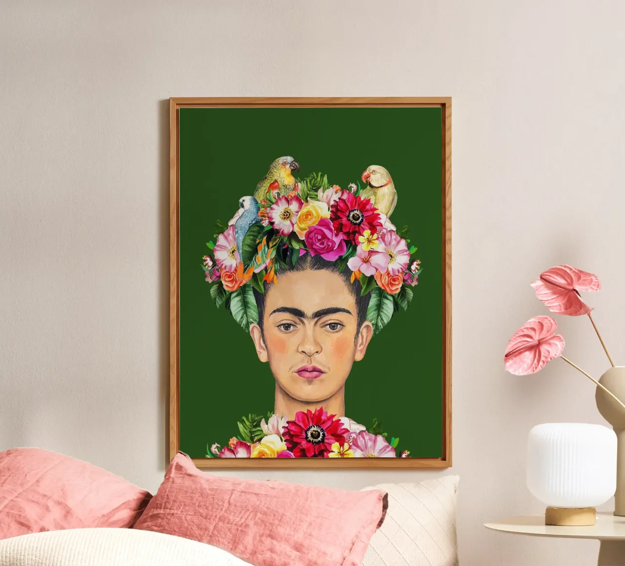 L'amore per gli uccelli con Frida alluminio dibond da Carinaprint