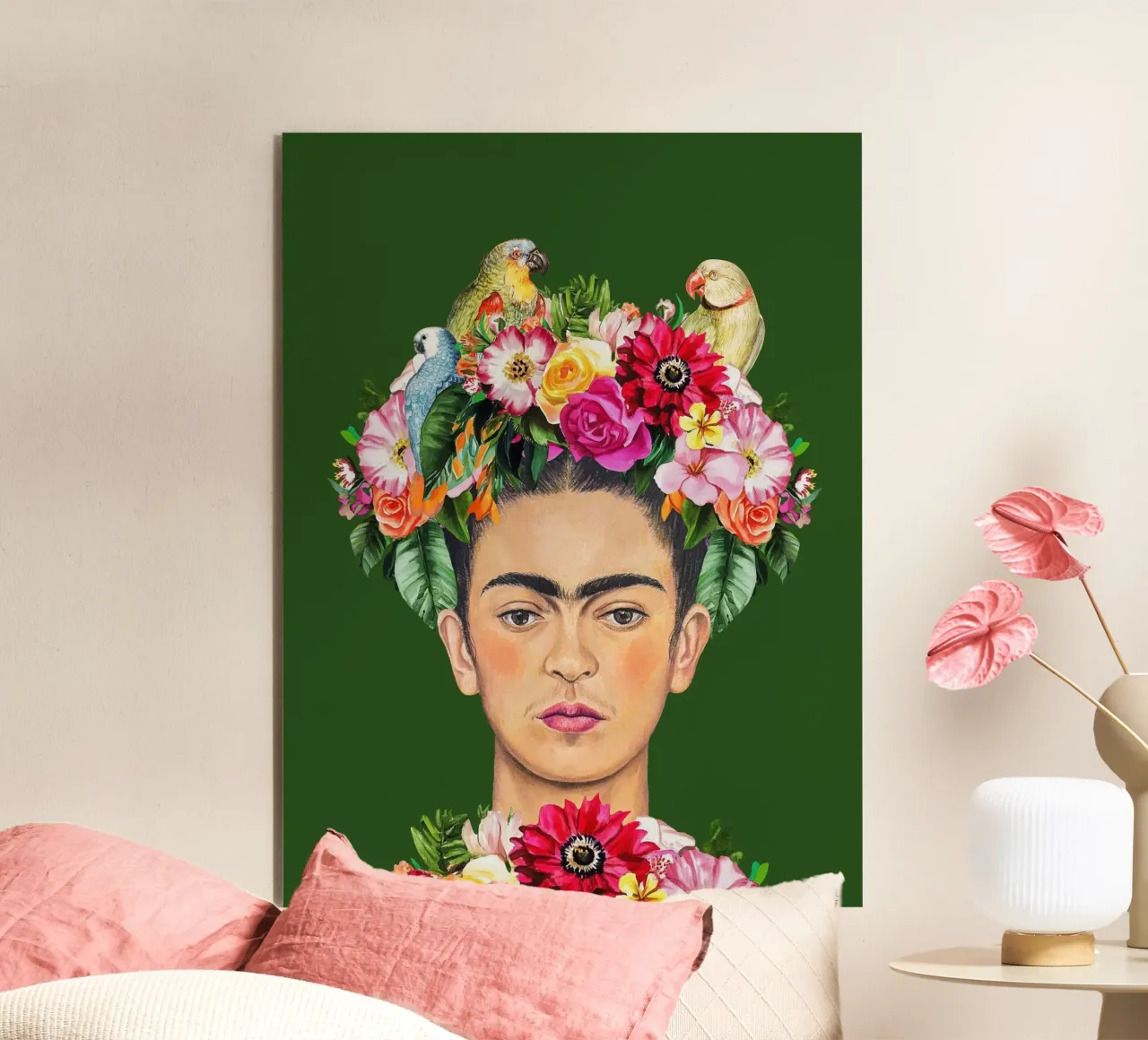 L'amore per gli uccelli con Frida alluminio dibond da Carinaprint