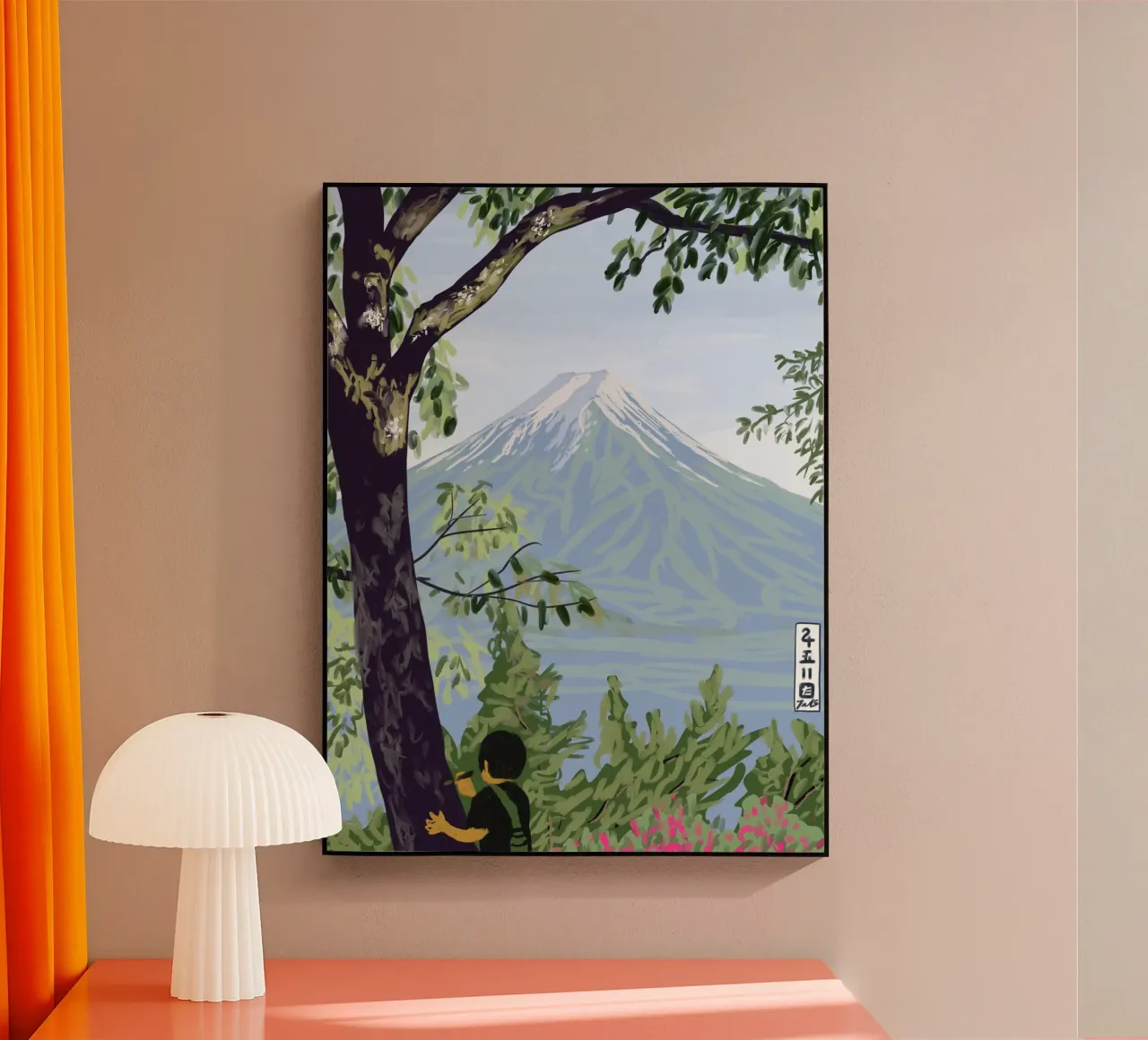 Il monte Fuji e un ragazzo plexiglass da Asobōze