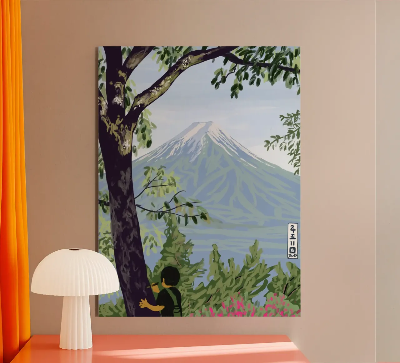 Il monte Fuji e un ragazzo alluminio dibond da Asobōze