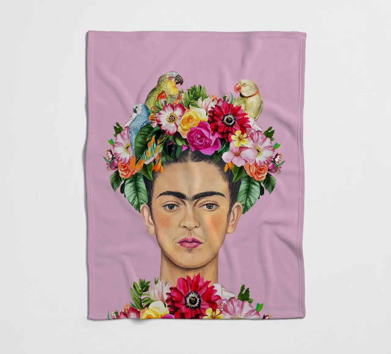 Frida pappagalli e fiori coperta in pile da Carinaprint