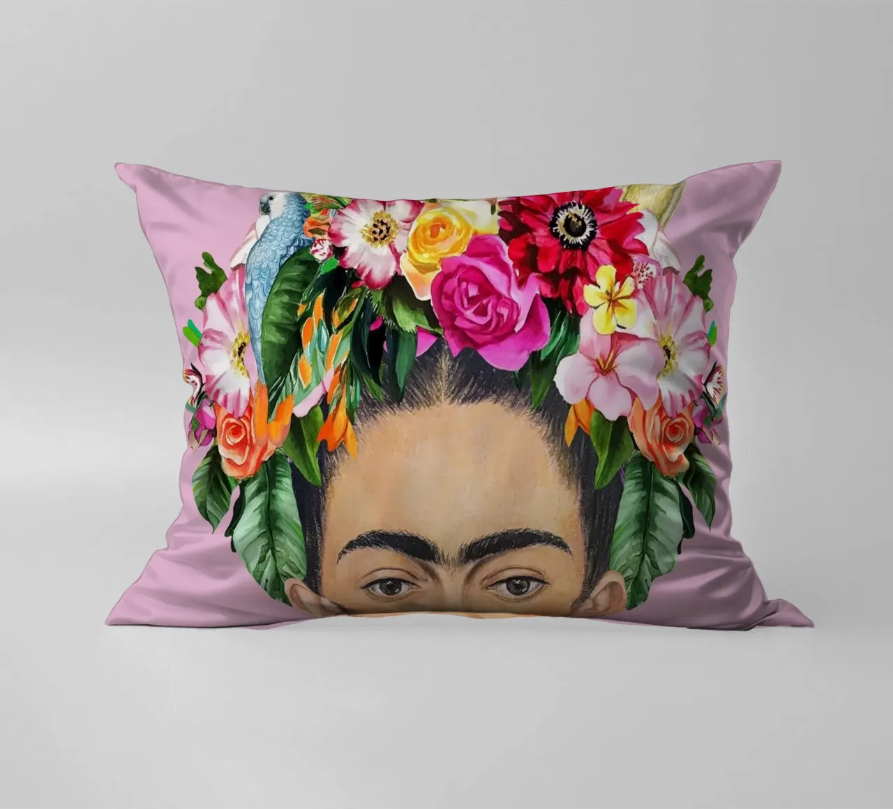 Frida pappagalli e fiori cuscino da Carinaprint