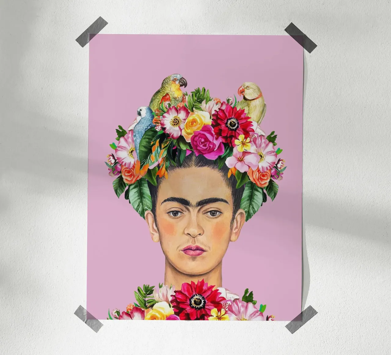 Frida pappagalli e fiori carta hahnemühle da Carinaprint