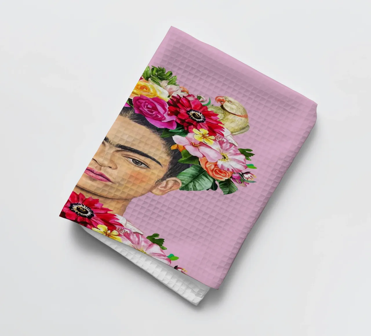 Frida pappagalli e fiori canovaccio da cucina da Carinaprint