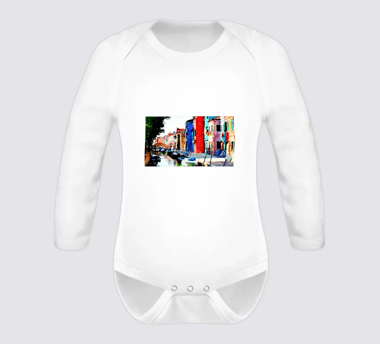 Burano long-sleeve baby romper by Massimo Frascogna
