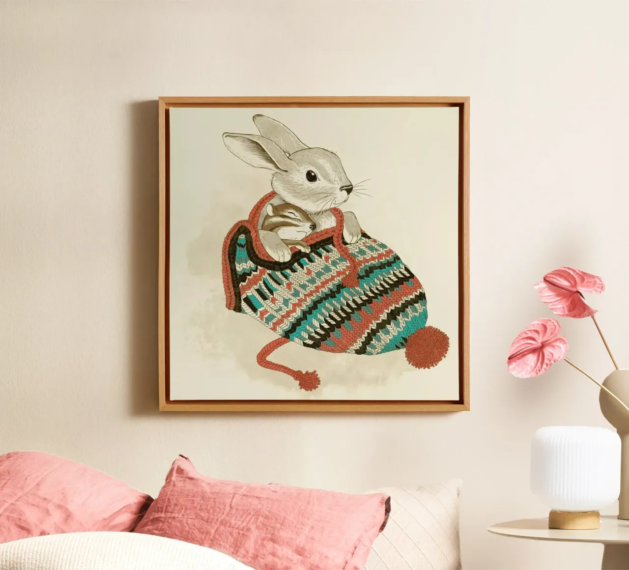 Cozy Chipmunk tela con Cornice a cassetta da Laura Graves