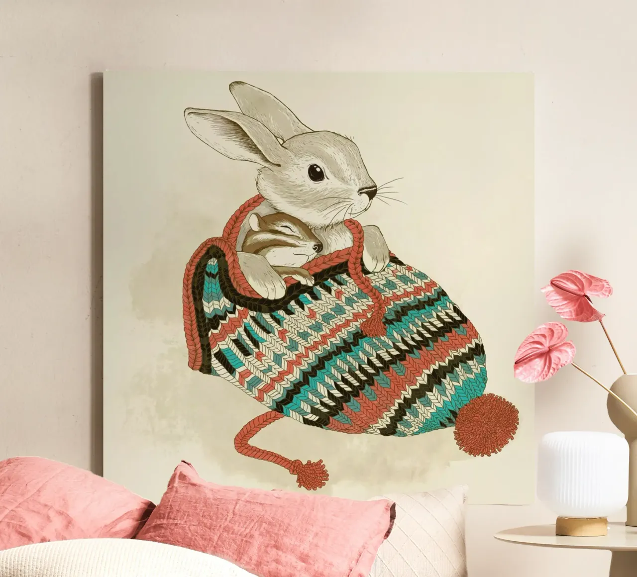 Cozy Chipmunk tela con Cornice a cassetta da Laura Graves