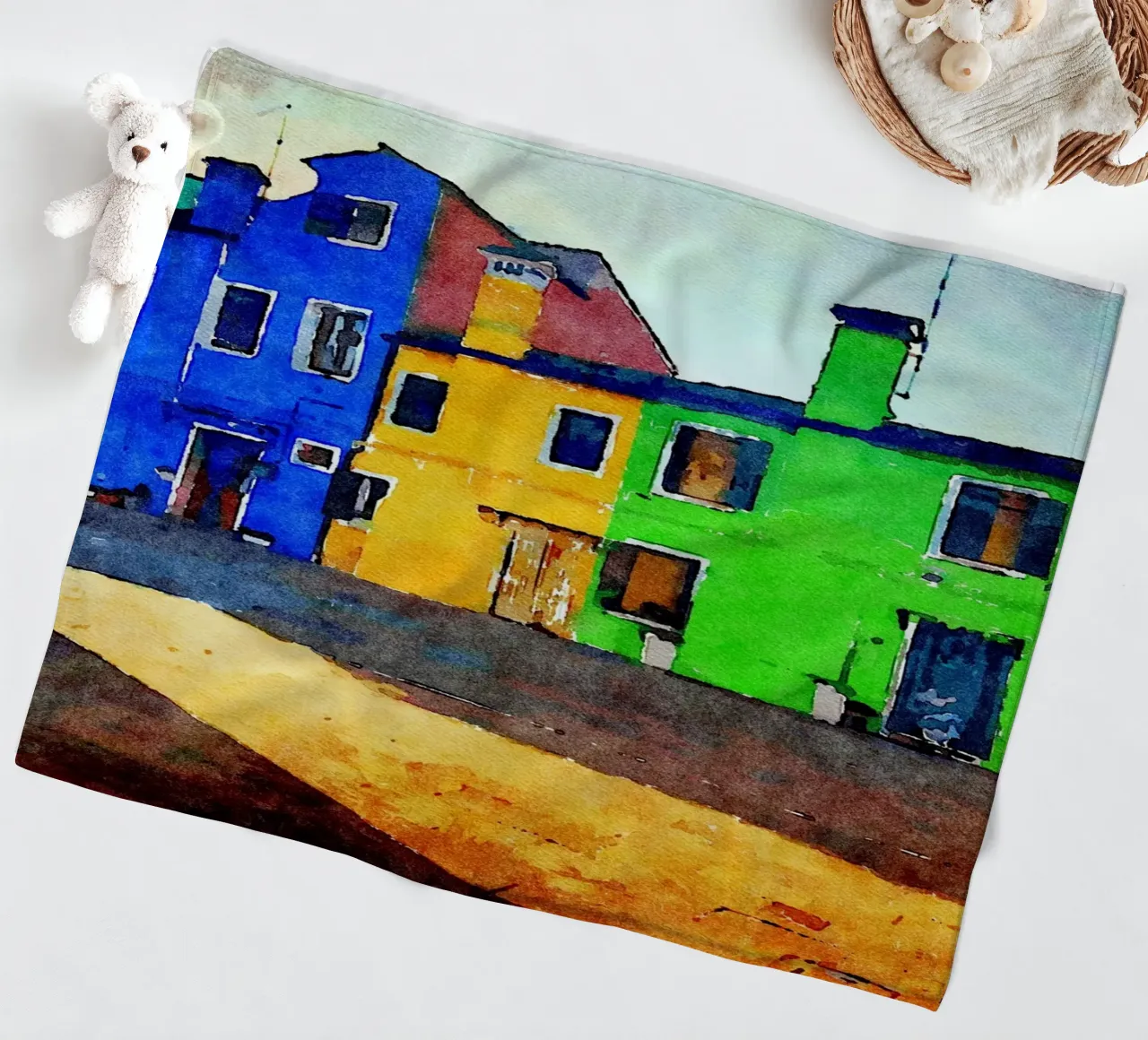 Burano fleece blanket by Massimo Frascogna