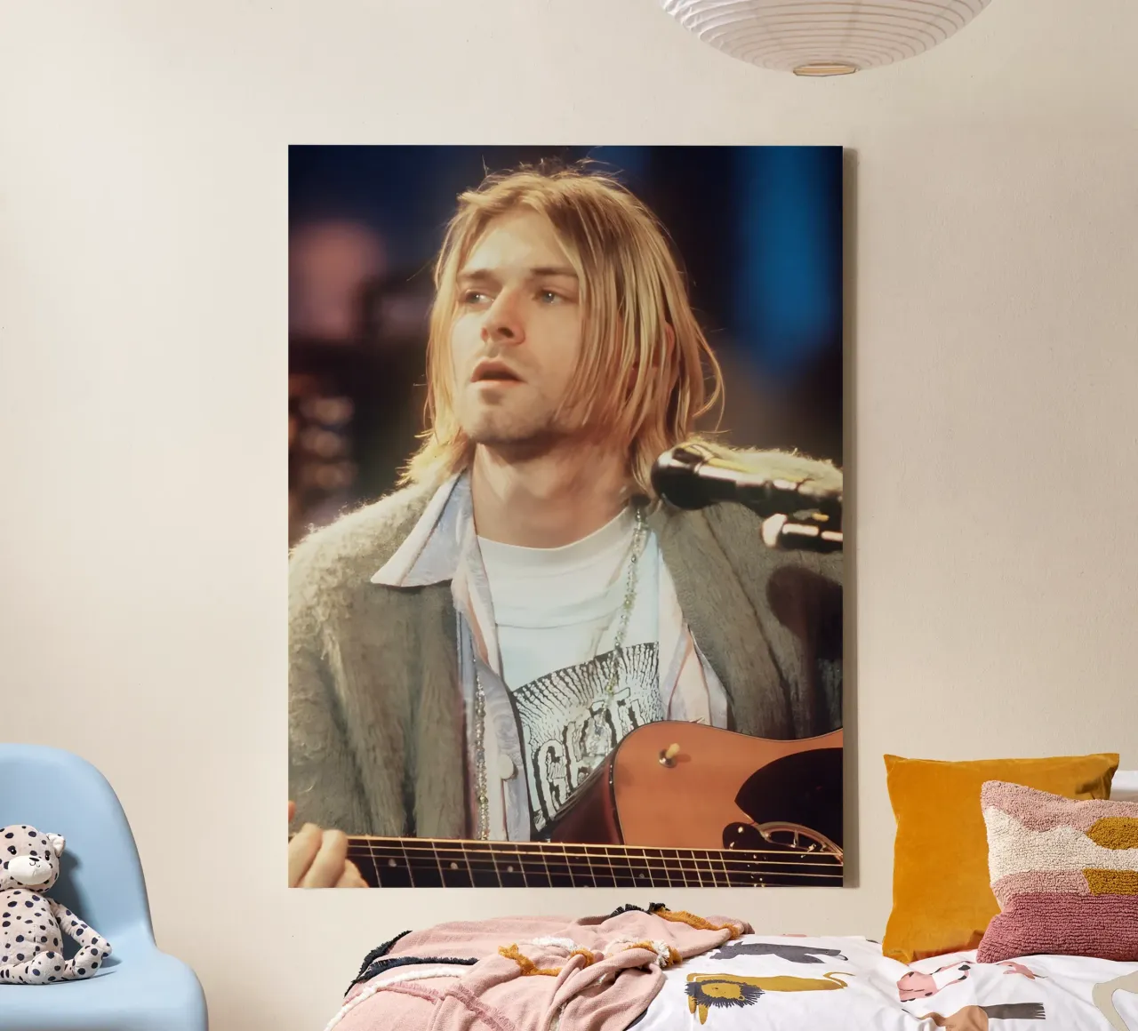 Kurt Cobain tela con Cornice a cassetta da Low poly art