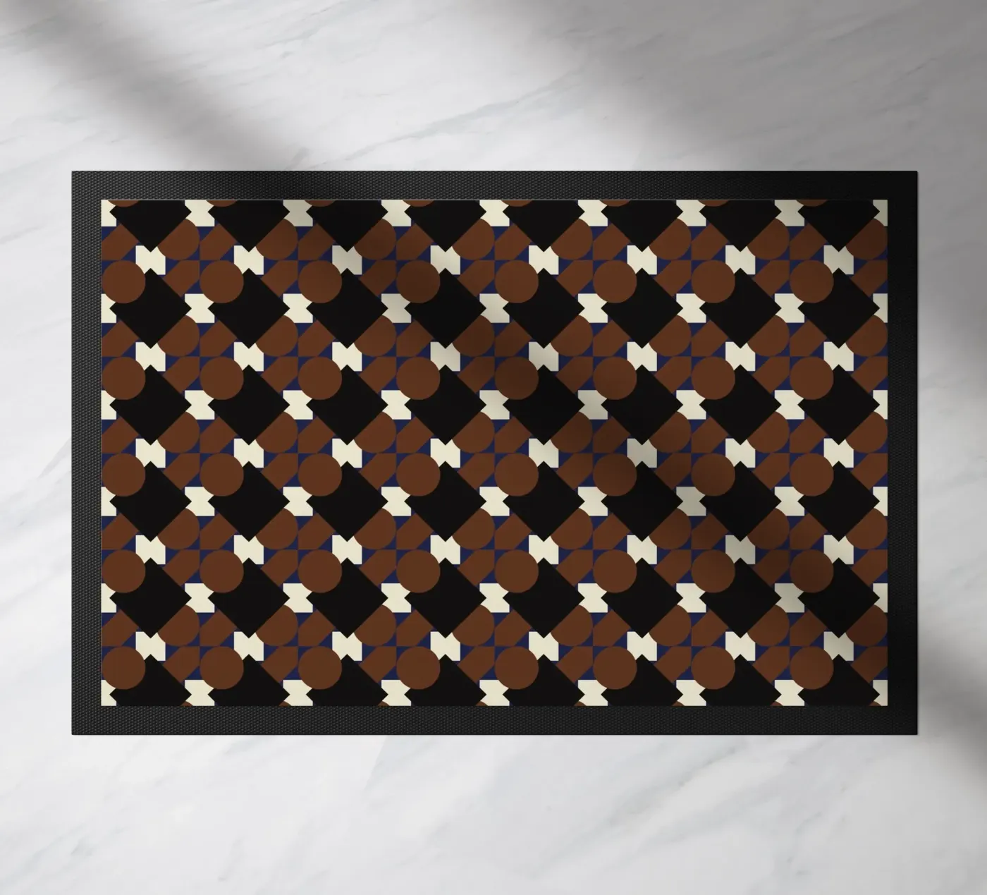 Geometrical pattern brown doormat by Little Dean