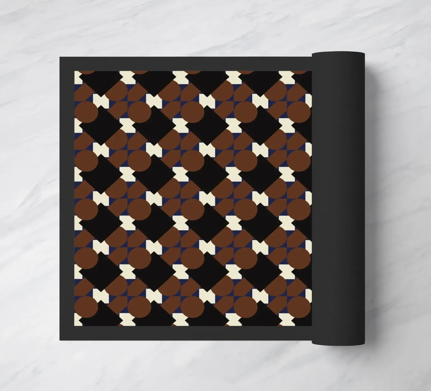 Geometrical pattern brown doormat by Little Dean