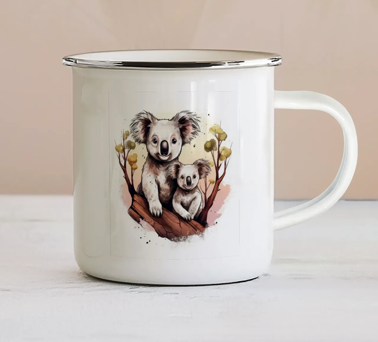Duo di Koala retrò tazza in smalto da Funny Animals