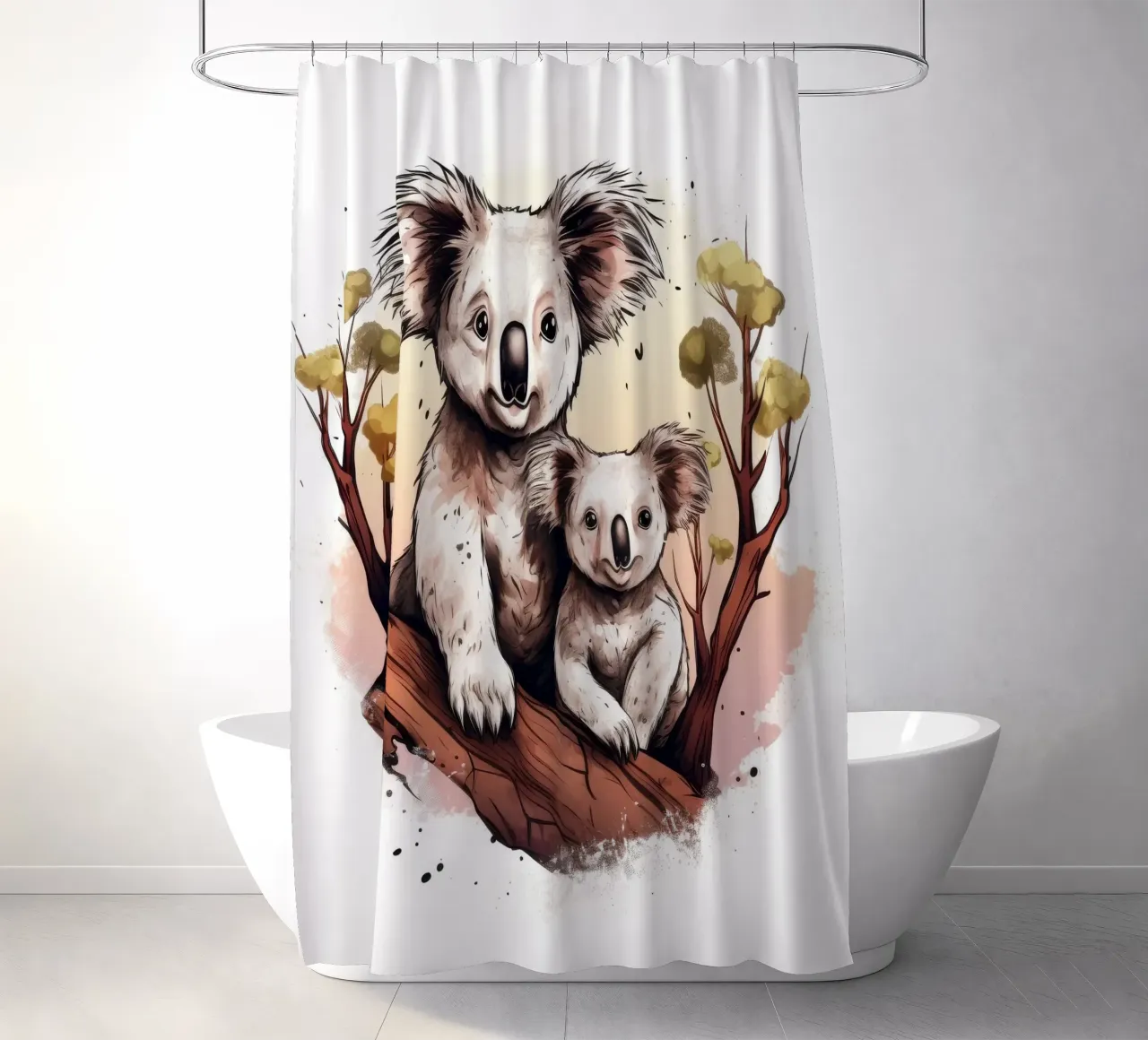 Retro Koala Duo Duschvorhang von Funny Animals