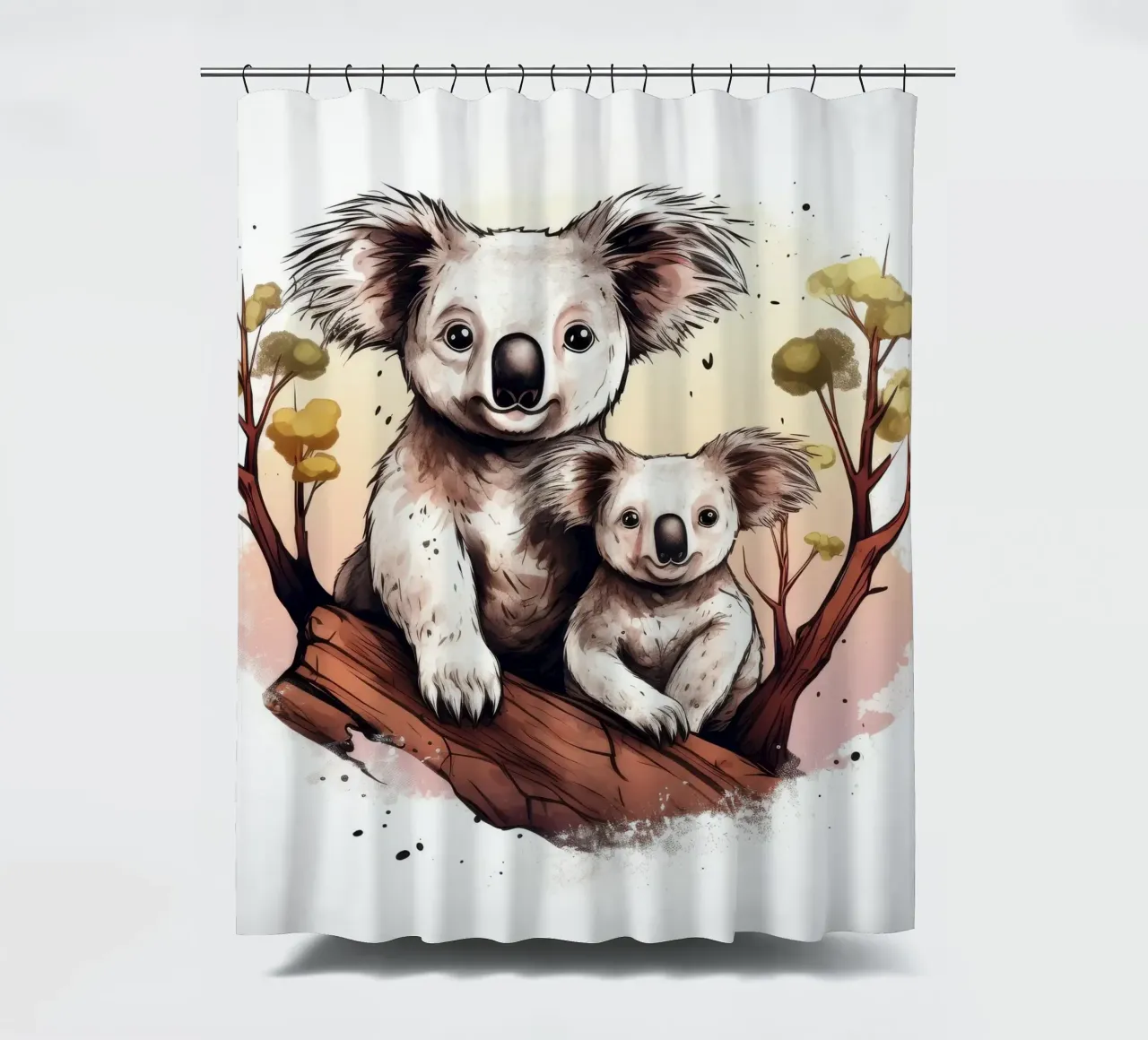Retro Koala Duo Duschvorhang von Funny Animals