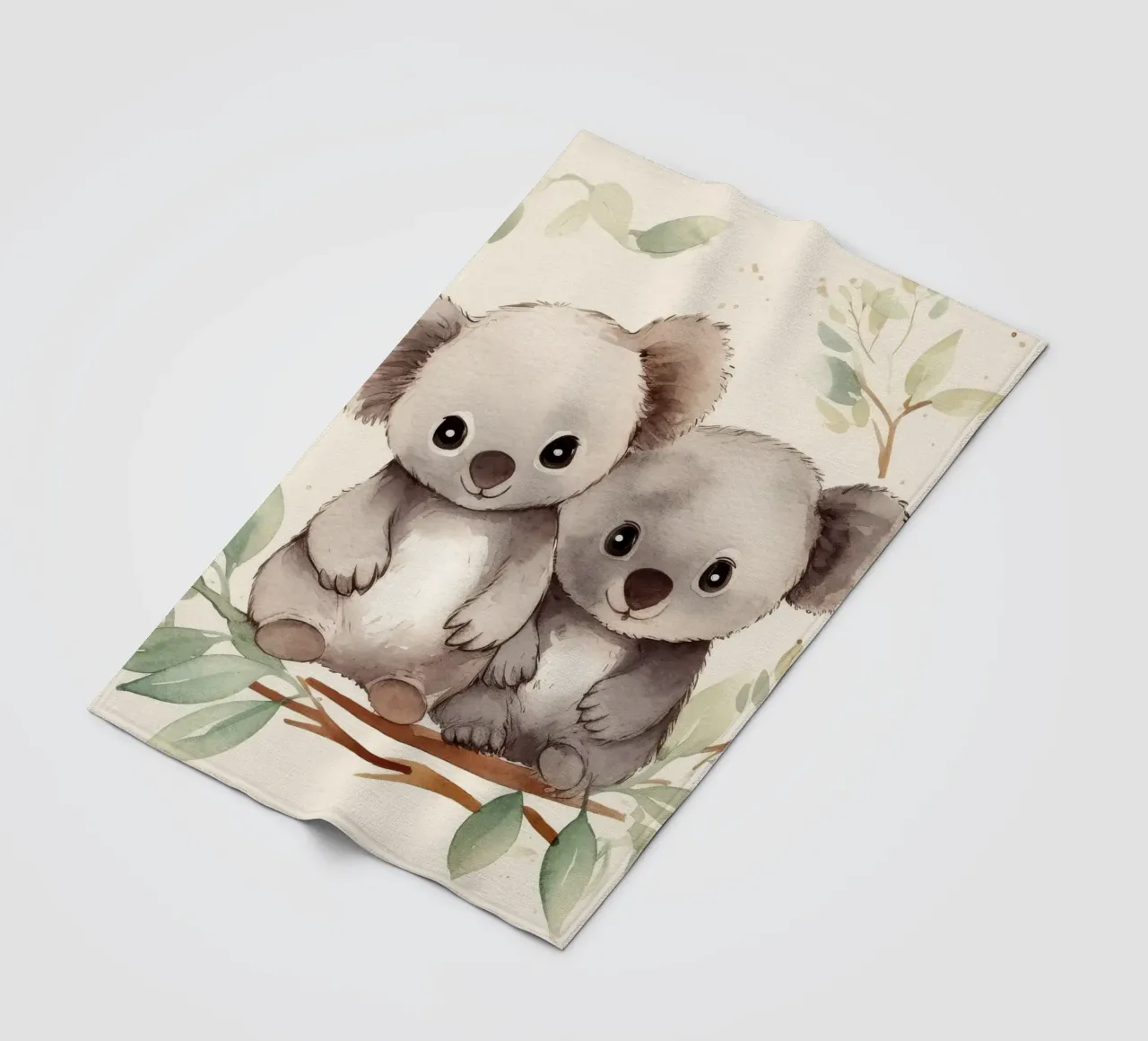 Retro Koala Duo fleece blanket by Funny Animals