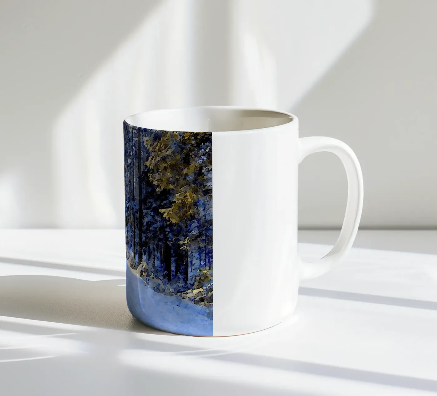 Winter walking ceramic mug by Massimo Frascogna