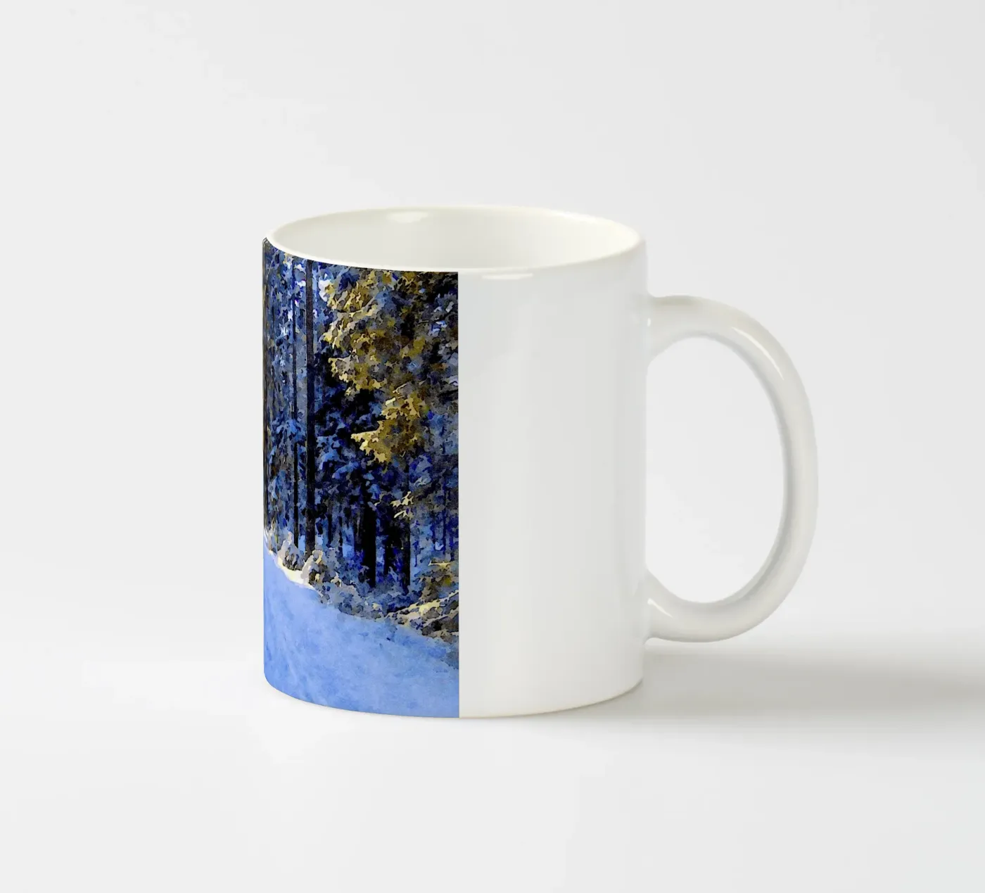 Winter walking ceramic mug by Massimo Frascogna