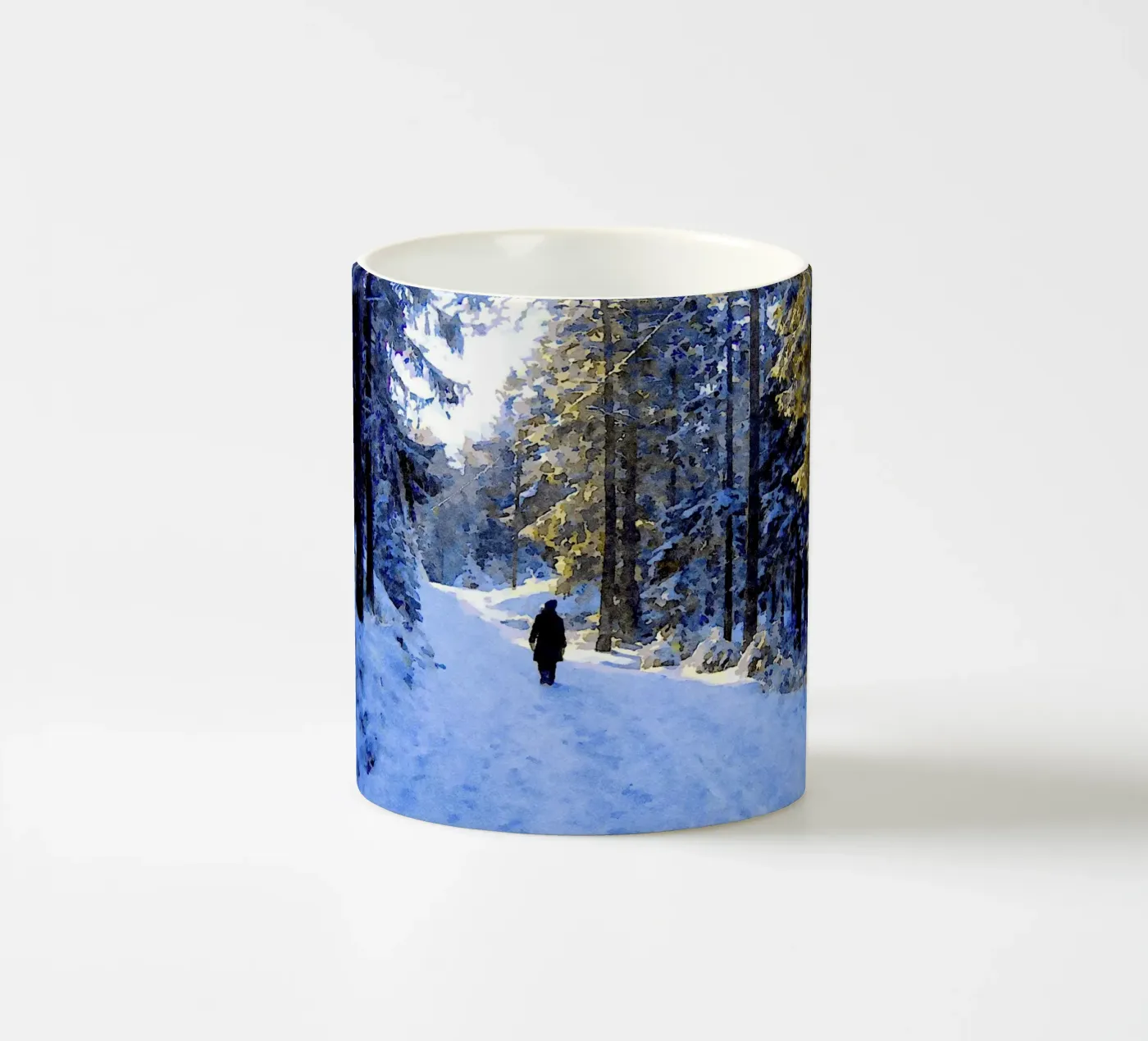 Winter walking ceramic mug by Massimo Frascogna