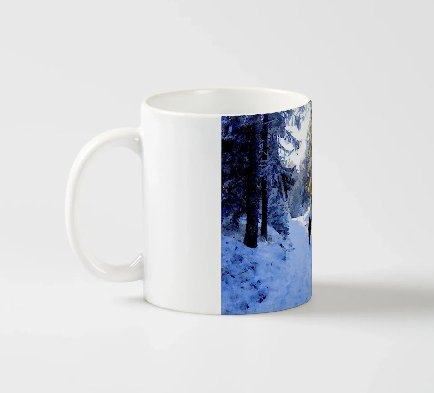 Winter walking ceramic mug by Massimo Frascogna