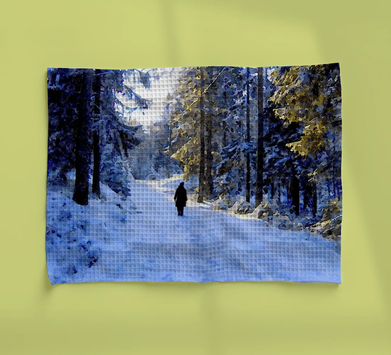 Winter walking tea towel by Massimo Frascogna