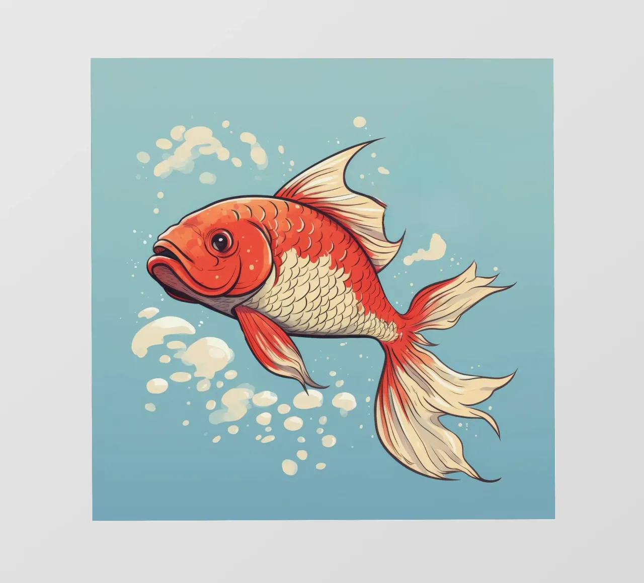 Retro Funny Cute Koi Fish Cartoons papier peint photo de Funny Animals