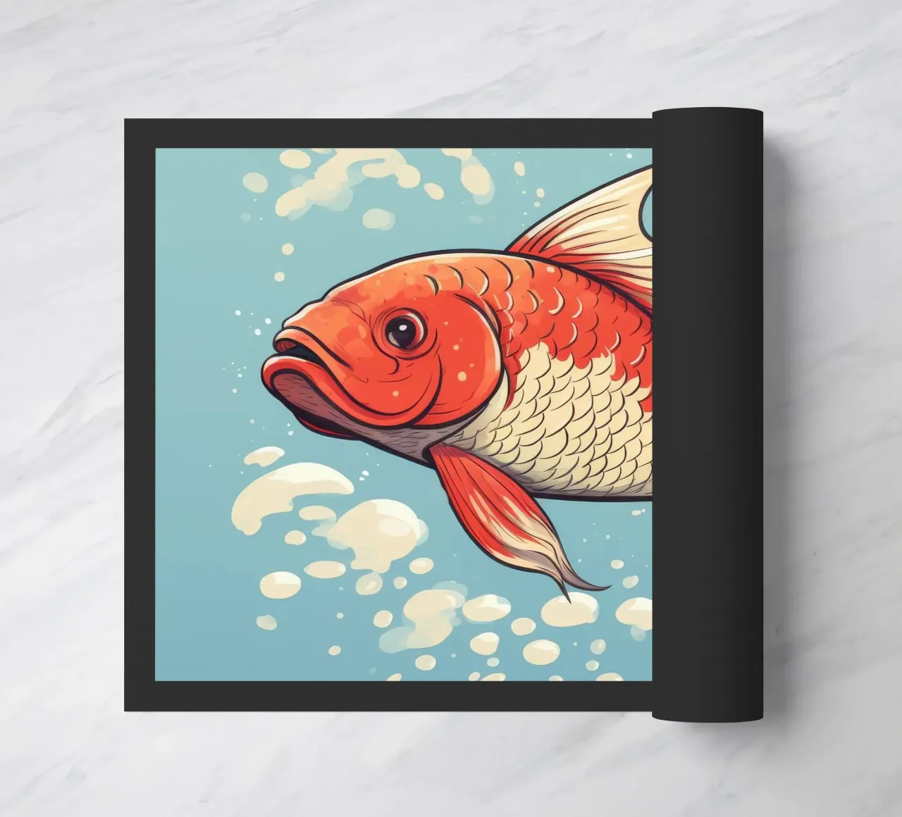 Retro Funny Cute Koi Fish Cartoons doormat by Funny Animals