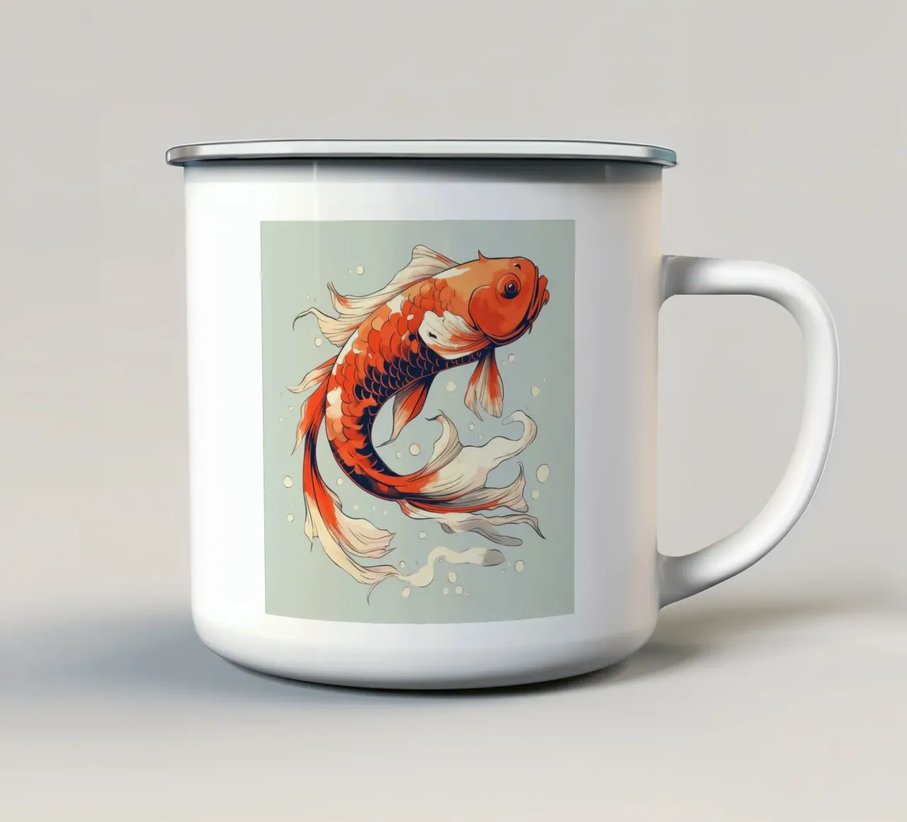 Pesce Koi retrò tazza in smalto da Funny Animals