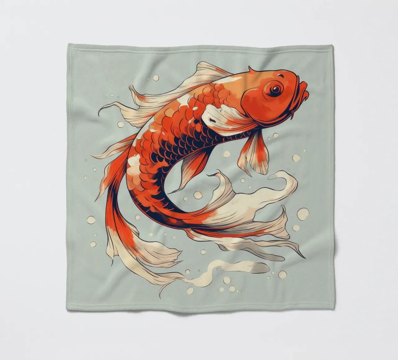 Retro Koi Fish fleece blanket by Funny Animals