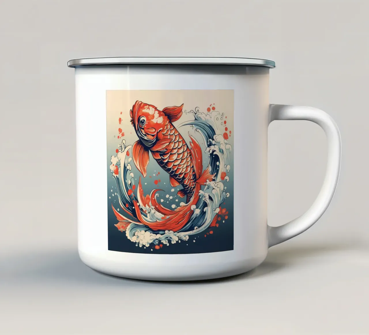 Pesce Koi retrò tazza in smalto da Funny Animals