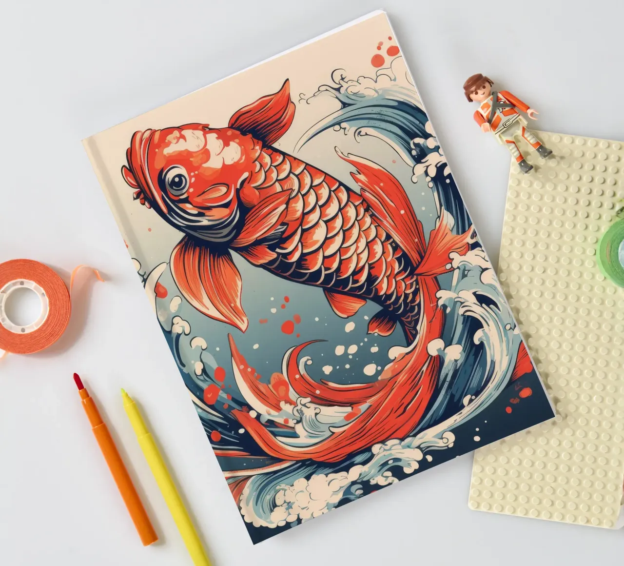 Poisson Koï rétro carnet de notes de Funny Animals